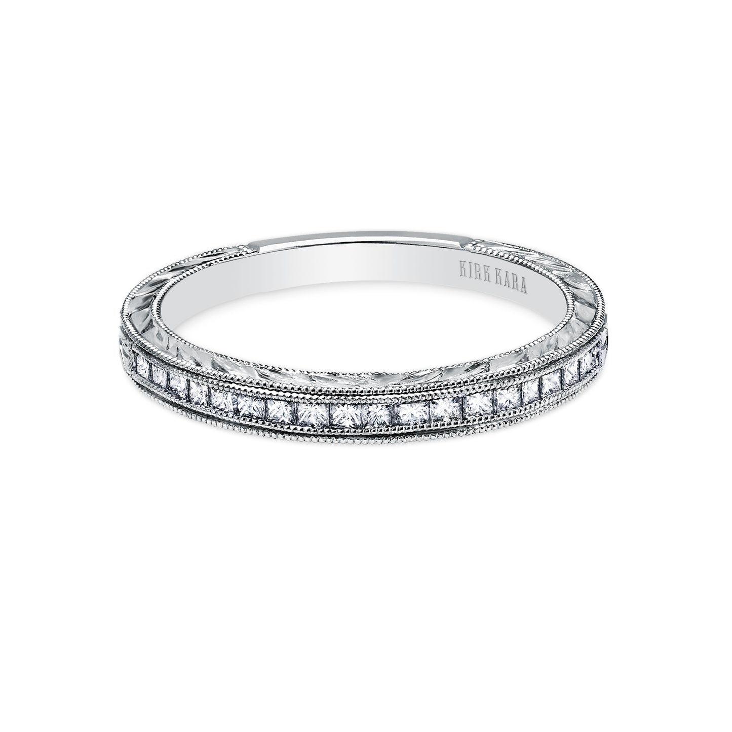 Channel Engraved Classic Diamond Wedding Band