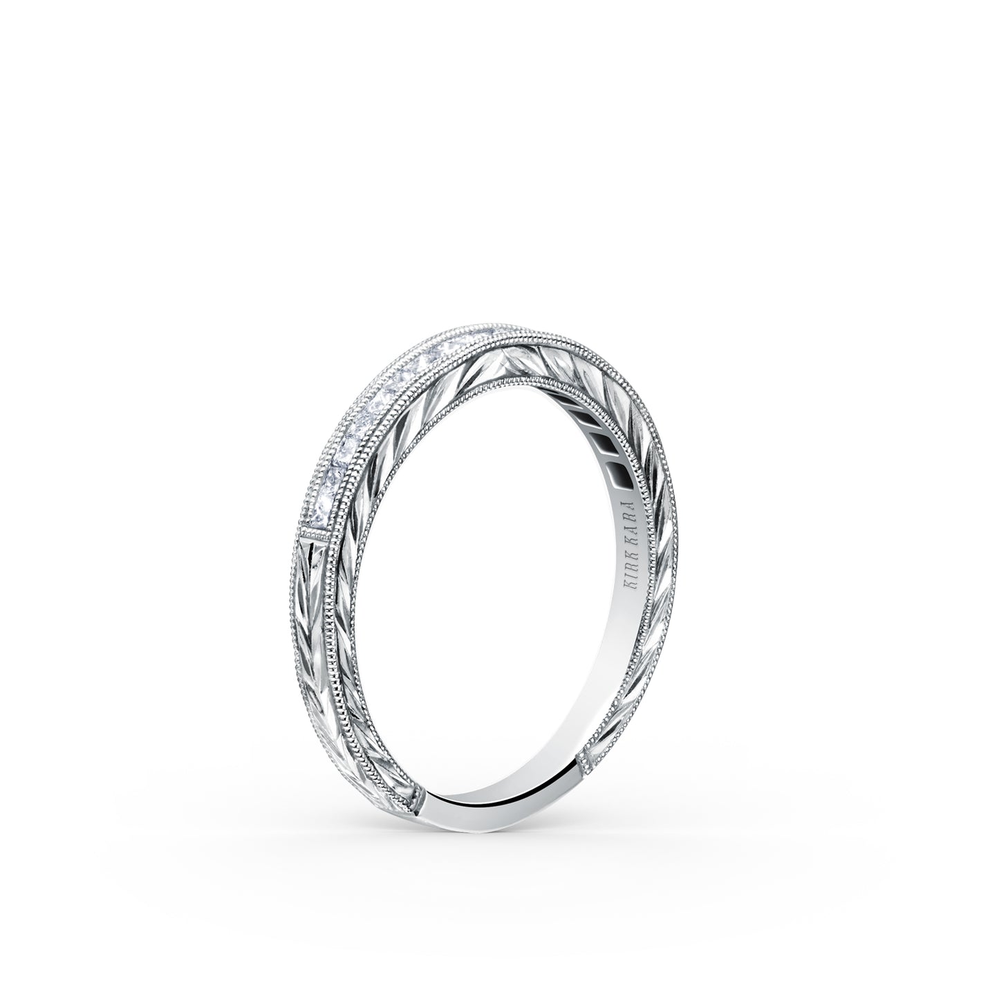 Channel Engraved Classic Diamond Wedding Band