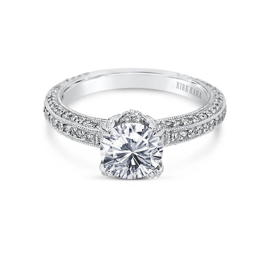 18K White Gold Pave Diamond Engagement Ring