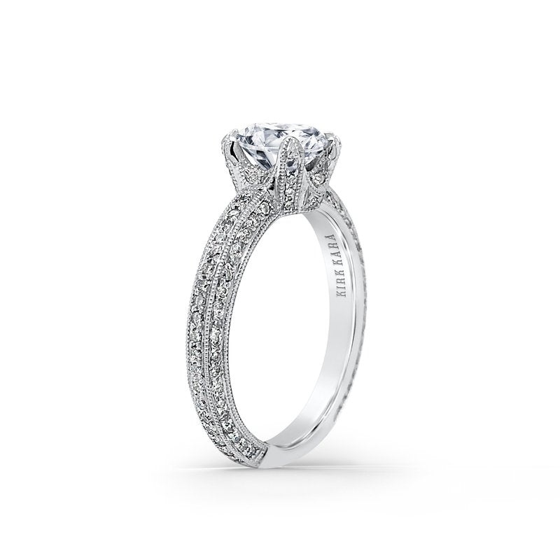 18K White Gold Pave Diamond Engagement Ring
