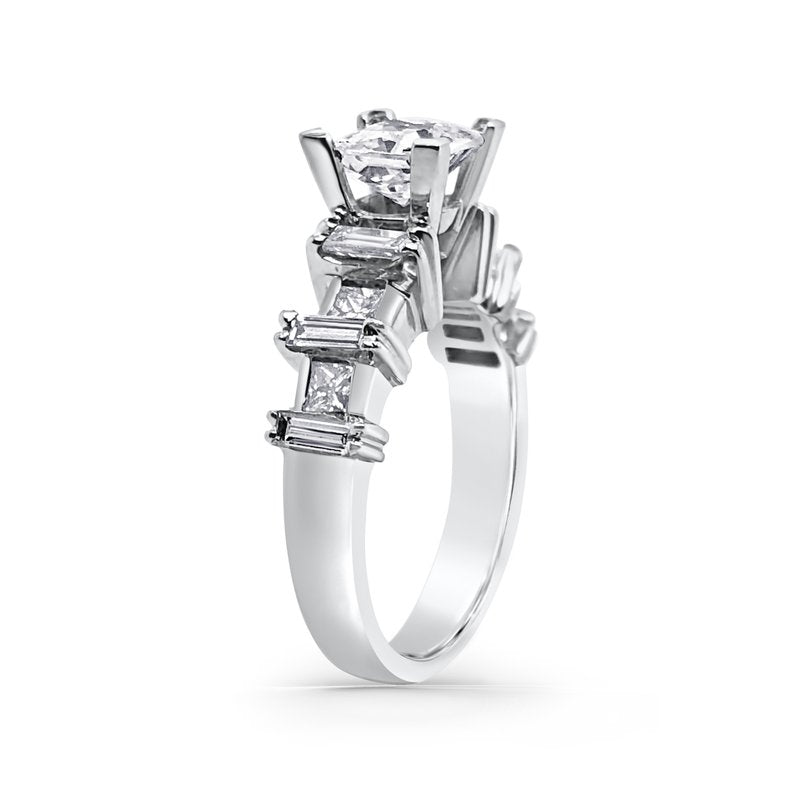 Platinum Retro Princess Diamond Engagement Ring