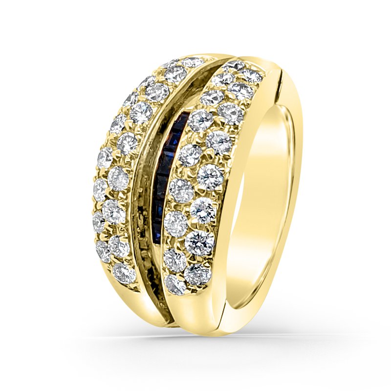 18k Yellow Pave Diamond and Sapphire Band