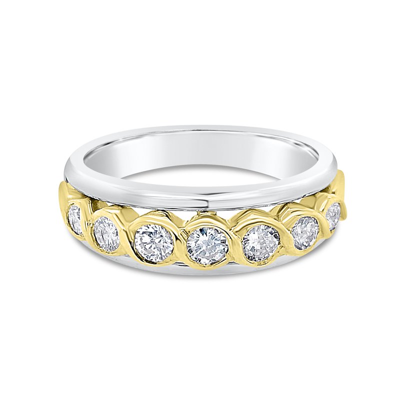 18k White and Yellow Gold Diamond Bezel Fashion Band