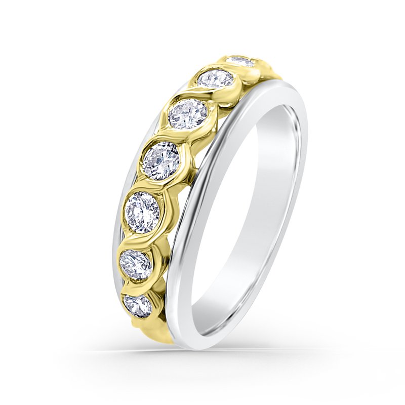 18k White and Yellow Gold Diamond Bezel Fashion Band